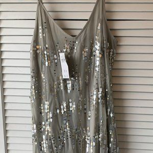 Abercrombie and Fitch Sequin Slip Dress Silver NWT
